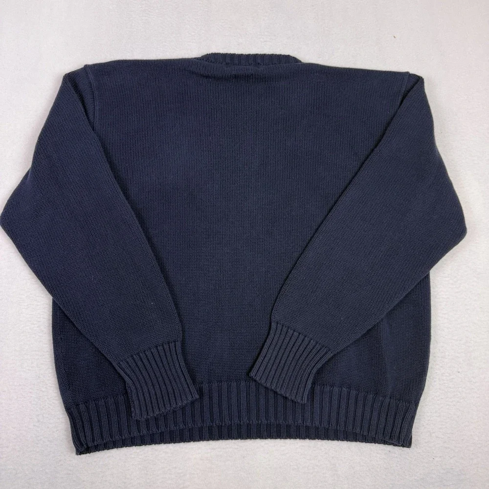 Polo Ralph Lauren Crewneck Knit Sweater XXL Navy Cotton Made in‎ Hong Kong